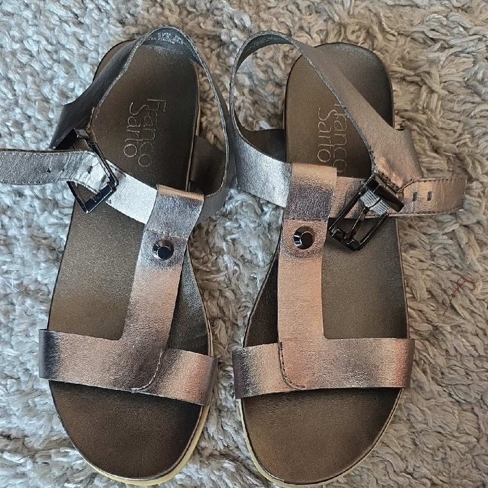 Franco Sarto Shiny Silver Sandals